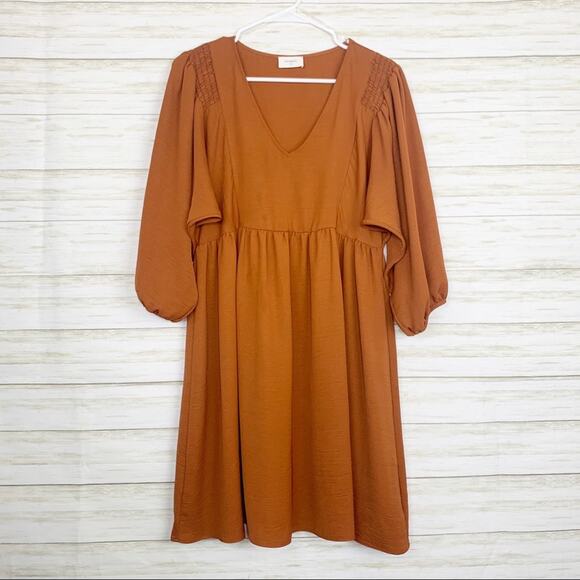 Everly Dresses & Skirts - Everly Long Sleeve Peasant Dress Burnt Orange